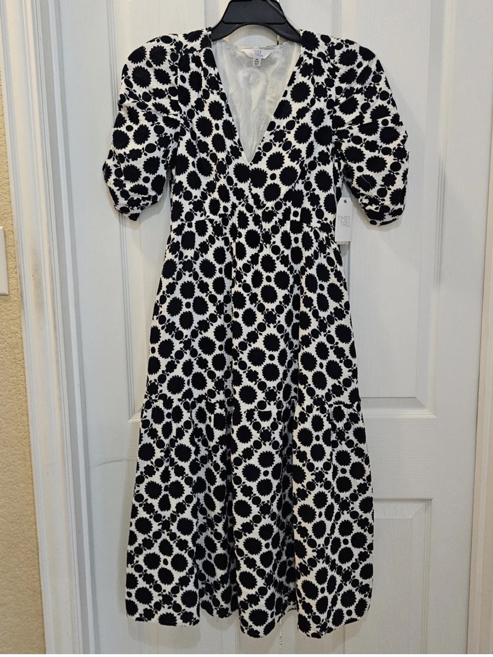 NWT! Time & Tru Women's Cotton Tiered Midi Dress-Elbow Length Sleeves, XXXL(22) - Picture 11 of 16